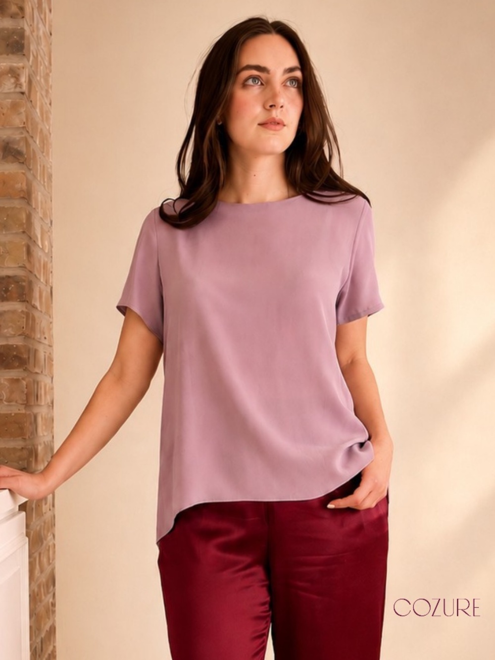 NWT, 100% Pure Silk Blouse LILAC - Washable Silk Top Sizes XS, S, M, L, XL